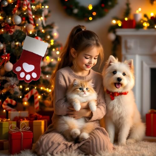 Personalized Pet Christmas Stocking for Dogs and Cats - Paw Style Holiday Decor