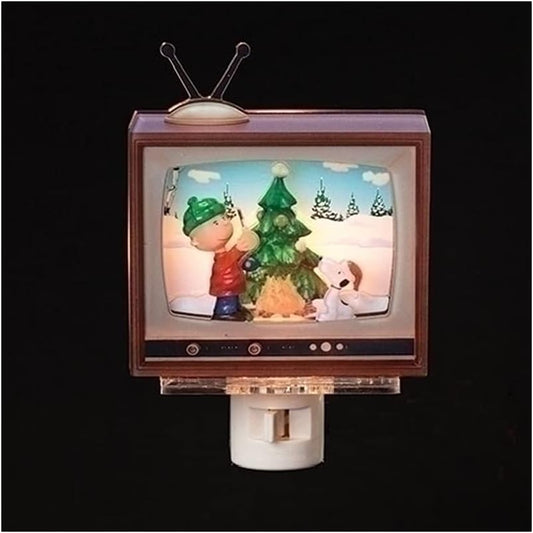 Roman Peanuts Christmas Tree Night Light - 5 Inch Decorative Holiday Accent