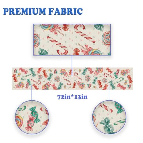 Candy Christmas Table Runner 13'' x 72'' Seasonal Kitchen Decor for Winter Home Party