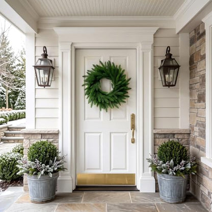 26-Inch Real Touch Pine Wreath for Front Door Holiday Decor