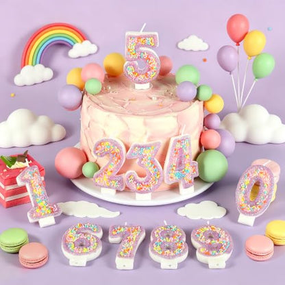 Pastel Birthday Candle Purple Number 8 Cake Topper - Sweet Macaron Design