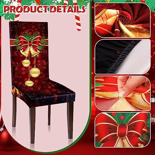 Christmas Chair Covers Set of 6 - Red Holiday Dining Chair Protectors