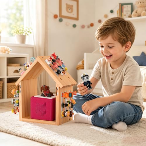 Wooden Wall Shelf for Tonies Figures - House Shape, Fits Toniesbox 1 & 2