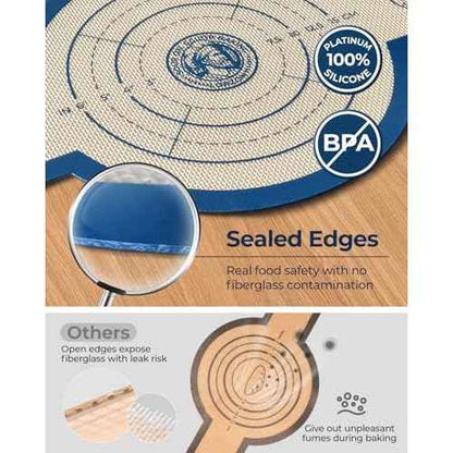 Silicone Bread Sling with Bread Lame, Thick Sourdough Baking Sling 2-Pack Round, Silicone Bread Baking Mat with Long Handles for Dutch Oven and Dough Transfer