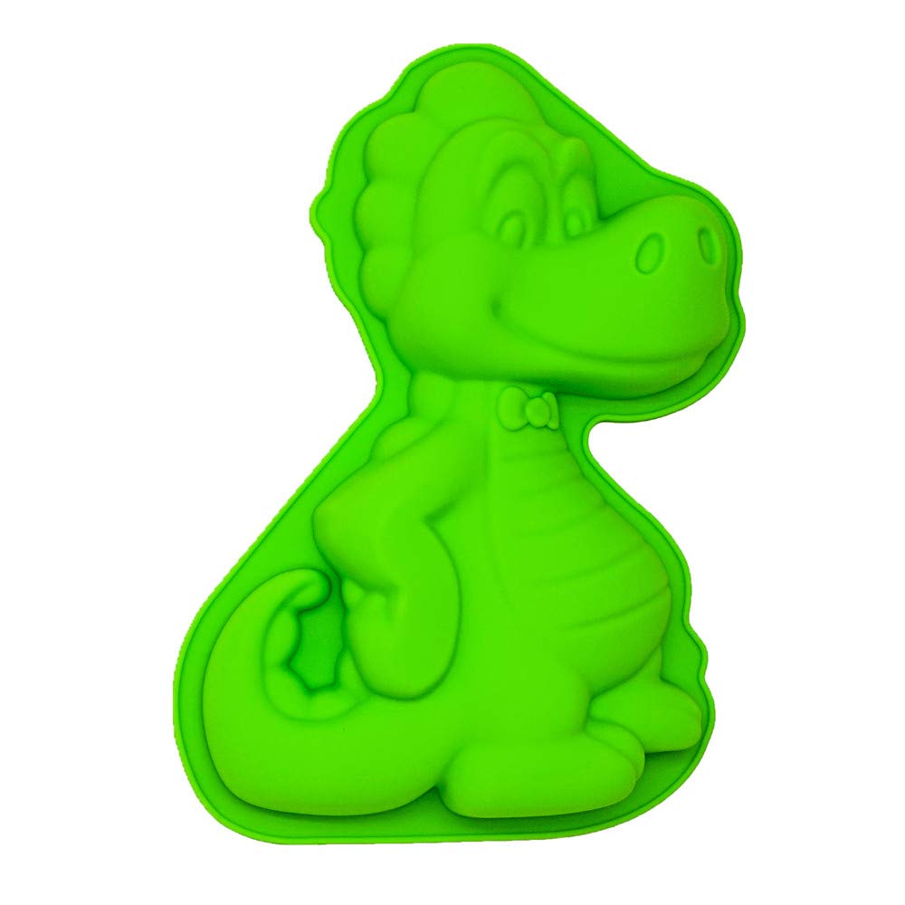 KeepingcooX Kids 3D Birthday Cake Pan - Dinosaur Shaped Small Birthday Cake Mould | Novelty Pudding Mold for Kids | Premium Food-grade Silicone Baking Mold Tray | 9.45 x 1.57 x 6.69 Inches