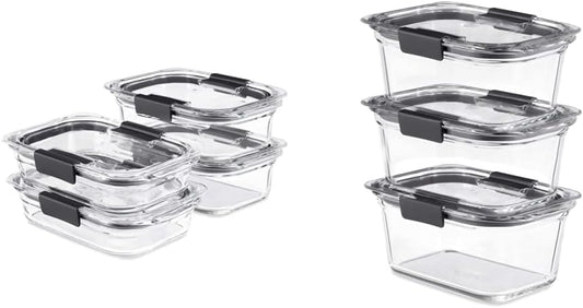 Rubbermaid Brilliance Glass Storage Containers - Set of 4 Medium Clear Food Containers with Lids