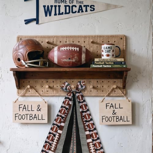 Football Wreath Bow Black White Plaid Maple Leaf Decoration for Game Day