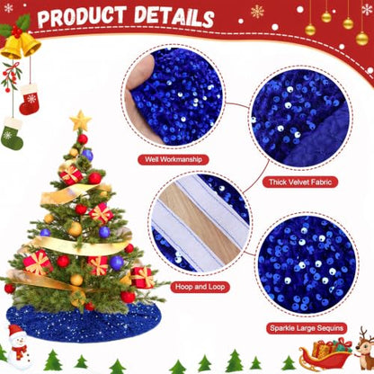 Royal Blue Christmas Tree Skirt 36 Inch Sequin Velvet Xmas Decor - Variation of THIS listing