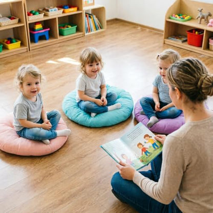 12-Pack Round Floor Cushions for Kids and Toddlers - Flexible Seating for Classroom, Home, and Outdoor