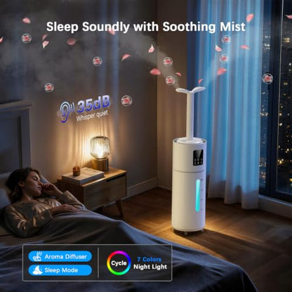 Honovos 17L Large Room Humidifier White with App & Remote - Cool Mist, Night Light