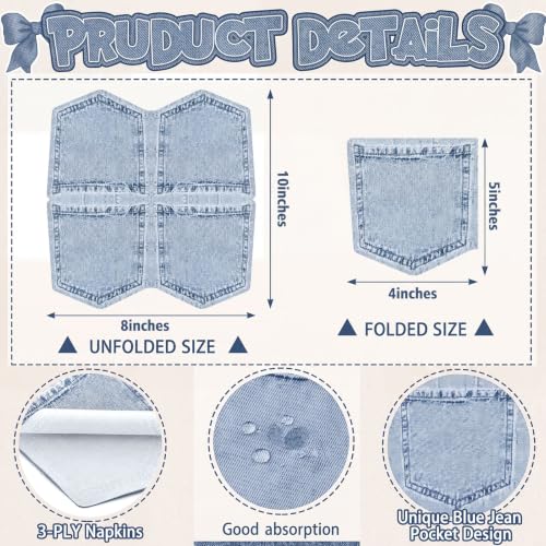Western Cowboy Denim Style Baby Shower Napkins - 100 Pack