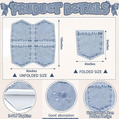 Western Cowboy Denim Style Baby Shower Napkins - 100 Pack