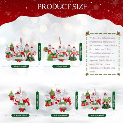 Personalized Family of 5 Snowman Christmas Ornament - Custom Holiday Decor