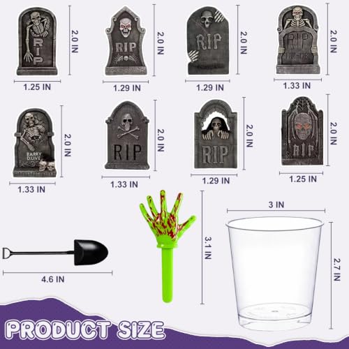 Halloween Graveyard Dessert Cups Kit with Spooky Decorations for Party Treats