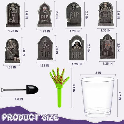 Halloween Graveyard Dessert Cups Kit with Spooky Decorations for Party Treats