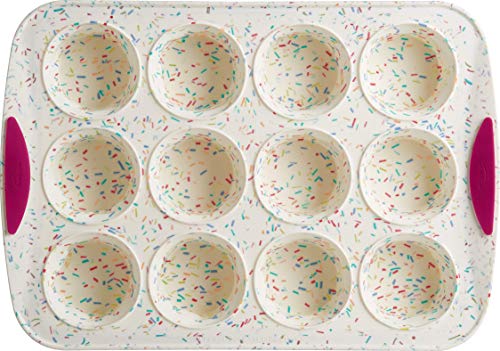 Trudeau Structure White Confetti Reinforced 12 Cup Dome Cake Pan/Mold Silicone Bakeware, Medium