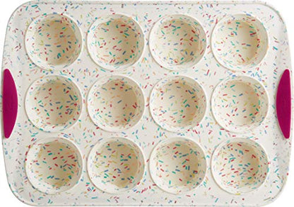 Trudeau Structure White Confetti Reinforced 12 Cup Dome Cake Pan/Mold Silicone Bakeware, Medium