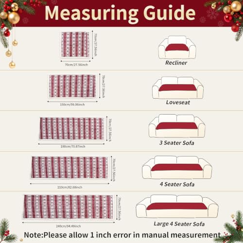 Christmas Plush Sofa Cover for Pet, Single Seater 28x28 Inches - Dark Red