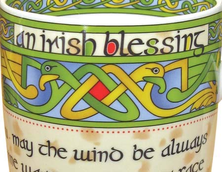 Irish Blessing Mug Set with Shamrock Design - Bone China, Galway Ireland