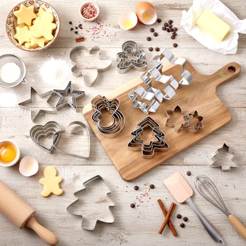 Christmas Cookie Cutter Set 30 Pcs Various Sizes - Stainless Steel Baking Molds