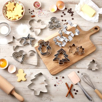 Christmas Cookie Cutter Set 30 Pcs Various Sizes - Stainless Steel Baking Molds