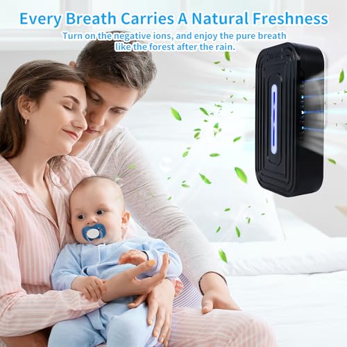 PVACG Negative Ion Air Purifier 2 Pack - Black, Quiet Ionic Air Cleaners for Home & Office