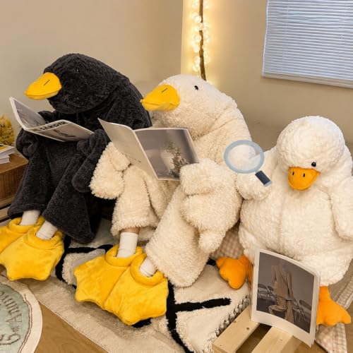 White Oversized Wearable Goose Blanket Hoodie Onesie - X-Large