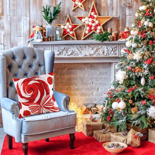 Christmas Pillow Covers 18x18in Set of 4 Candy Theme Holiday Decor