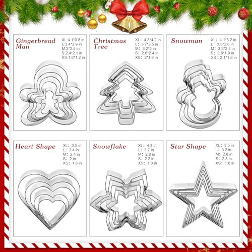 Christmas Cookie Cutter Set 30 Pcs Various Sizes - Stainless Steel Baking Molds
