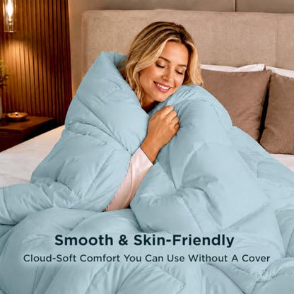 Goose Down Alternative Comforter - Aqua Twin Size, Plush Fill & Breathable Design