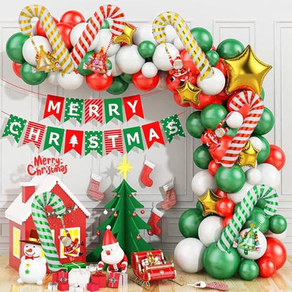 Christmas Candy Cane Balloons Set for Holiday Decorations - 6 Pieces
