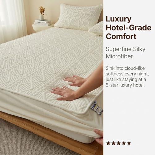Fitted Mattress Protector Cover 59x78.7in Microfiber Deep Pocket Bedding Orange