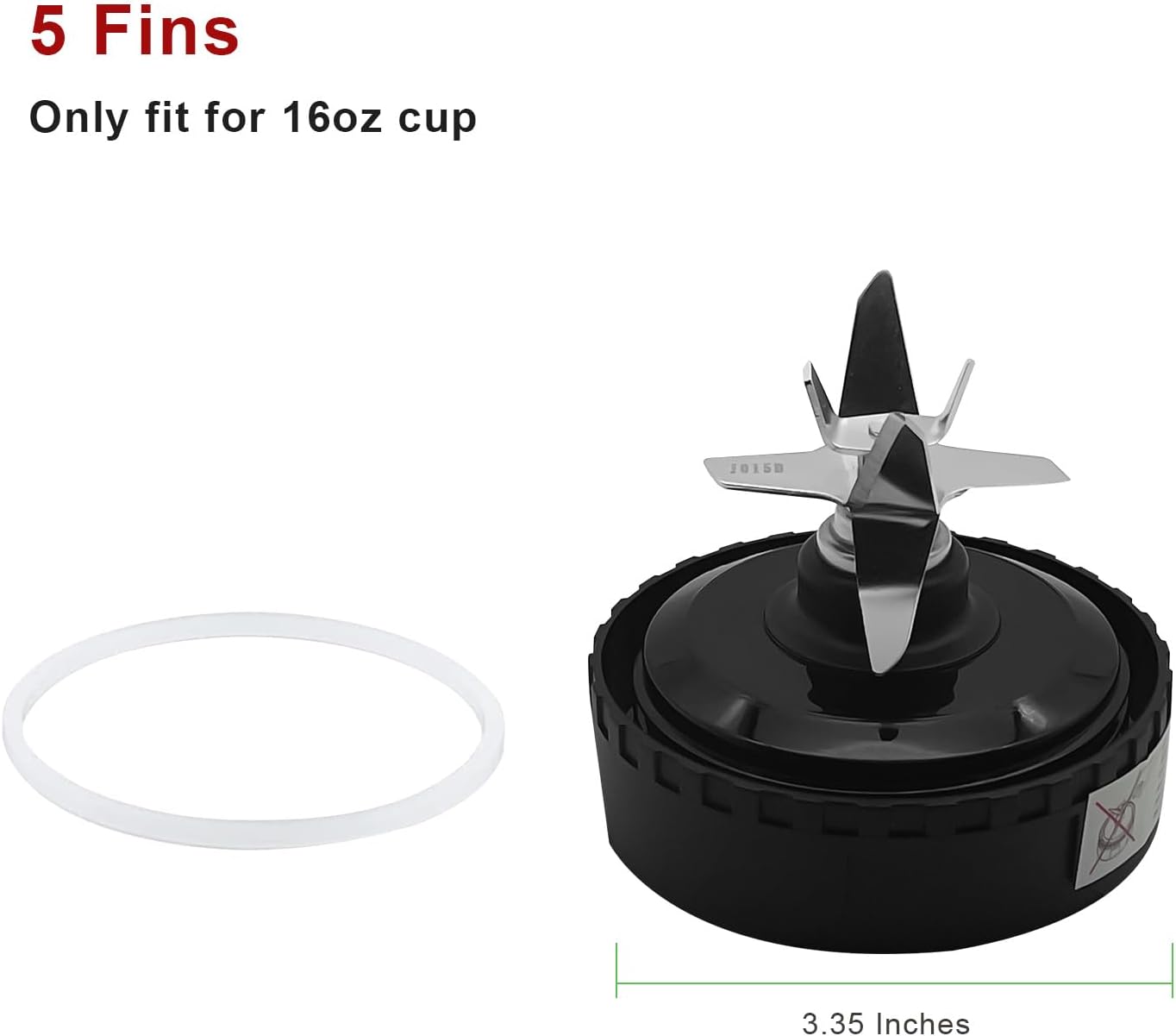Ninja 5 Fins Blender Blade Replacement - Compatible with Ninja QB3001SS & 16oz Cup | 3.35-Inch Fins