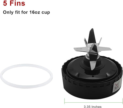 Ninja 5 Fins Blender Blade Replacement - Compatible with Ninja QB3001SS & 16oz Cup | 3.35-Inch Fins