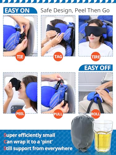 SARISUN Travel Pillows for Airplanes, Neck Pillow for Sleeping Travel with Eye Mask, Kids Travel Pillows for Car, Road Trip Car Headrest, FSA HSA Eligible Approved, Grey