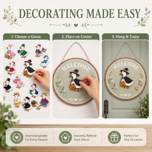 Welcome Goose Interchangeable Door Sign for Front Door Decor - Seasonal Farmhouse Welcome Sign - Variation of THIS listing