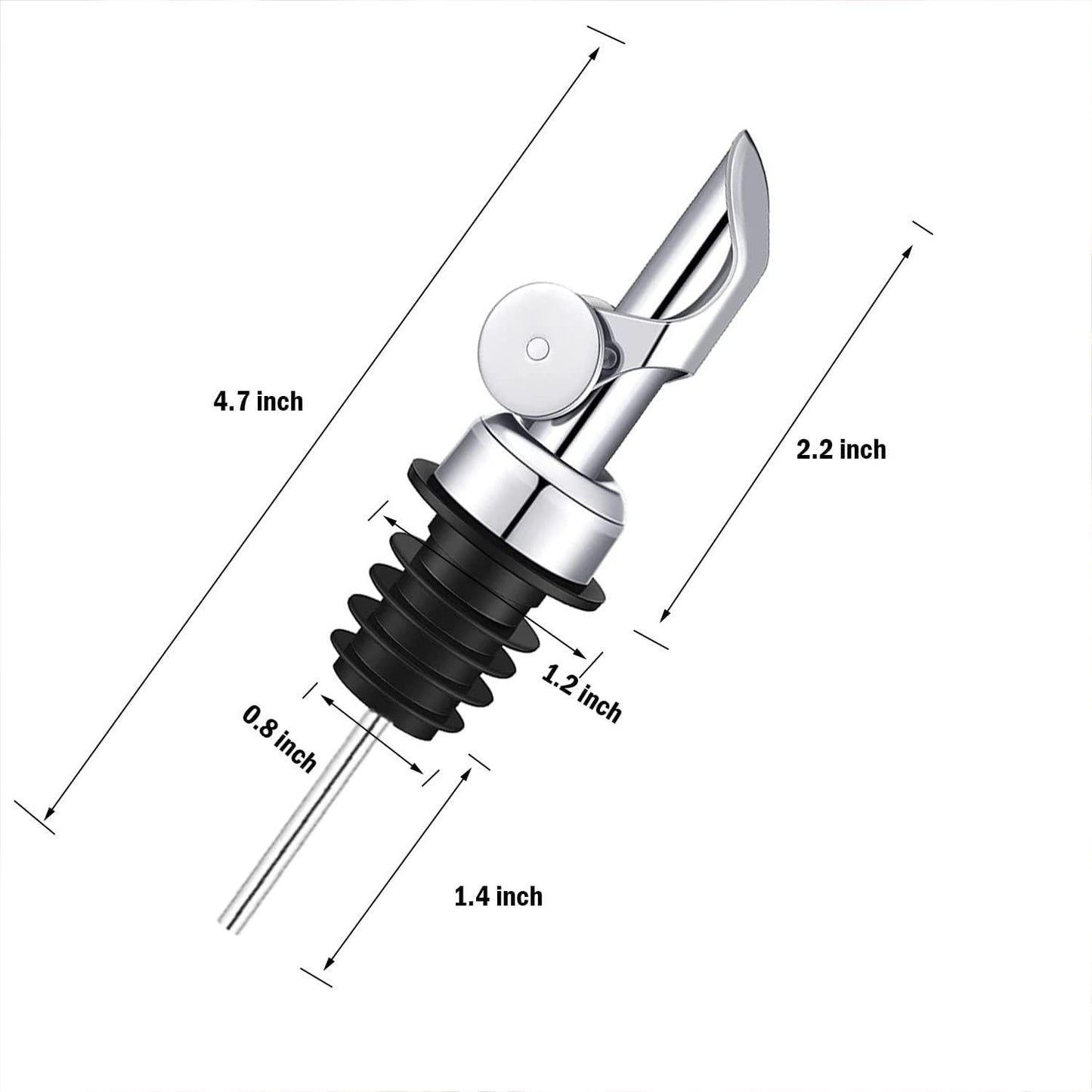 Weighted Stainless Steel Liquor Bottle Pourers: Auto Flip Spouts for Precise Pouring, Leak-Proof and Dishwasher-Safe (4pcs - Black)