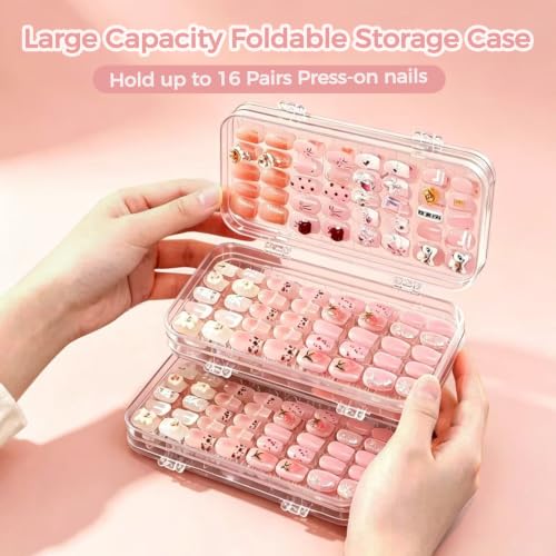 Tri-Fold Press On Nail Storage Case with 30 Double Sided Tape - Nail Organizer