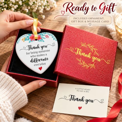 Thank You Heart-Shaped Teacher Appreciation Ornament - Keepsake Gift