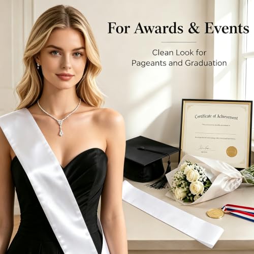 Lightweight Satin Sashes for Events - Blank White Party Decorations 25 Pack