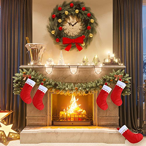 CCINEE 12-Pack Red Felt Christmas Stockings 15-Inch with 7-Inch Opening