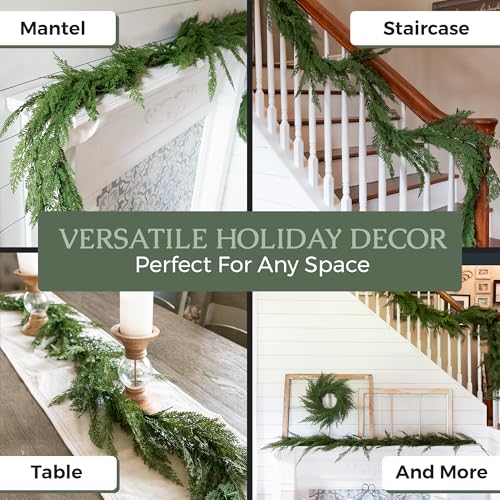 9ft Real Touch Cedar Garland Artificial Christmas Decor - Standard Length