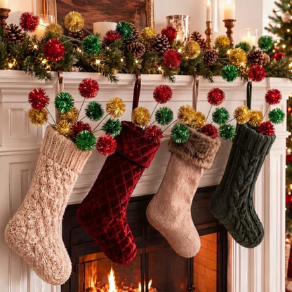 12 Pack Christmas Tree Picks Decor - Red Gold Green 8 Inch Holiday Accessories