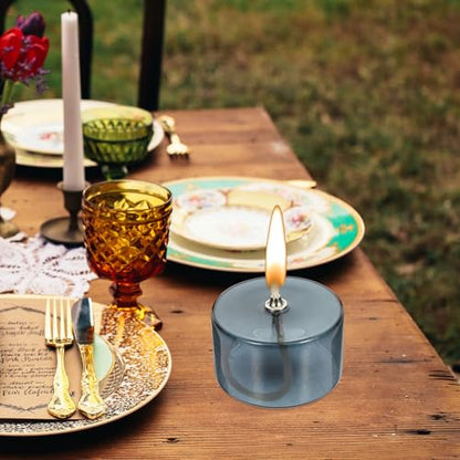 Refillable Glass Oil Lamps for Dining Table Centerpieces - 3 Pack