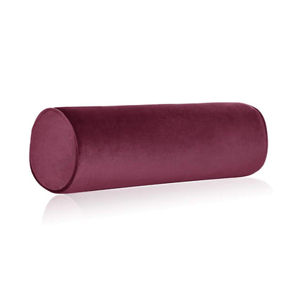 Tinbolunce Memory Foam Roll Pillow for Knee/Leg/Neck - Full Moon Bolster/Round Cylinder Pillow for Sleeping on Side or Back - Removable Cooling Cover Length 18" x 6" Diameter (Burgundy Wine)