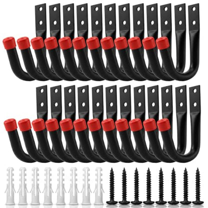 Heavy Duty Garage Hooks 3.5-Inch Wall Hooks for Bikes & Ladders, 100lb Capacity, 24 Pack