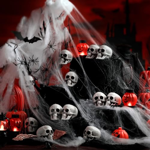 24 Pcs Halloween Skull Hanging Tree Ornaments - Realistic Plastic Decorations, 3.15x2.8x2.17 Inches