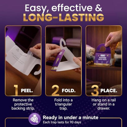 Clothes Moth Pheromone Traps 6 Pack - Sticky Monitoring for Wardrobe & Closet