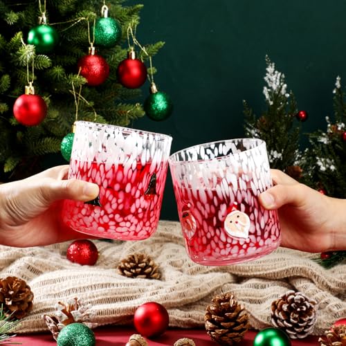 Mimorou Christmas Icon Glasses Set - 14 Oz Xmas Tree & Snowman, Green & White