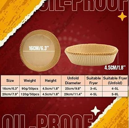 Skiennix Air Fryer Liners - 100 PCS Non-Stick Parchment Paper for Grease-Free Baking | Food Grade & Oil-Proof